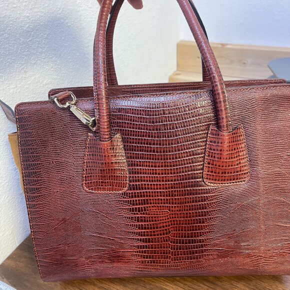 Mario Valentino Milano Kiria Tejus VA 3705 Genuine Leather Handbag With Suede Ac - Picture 7 of 11